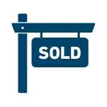 outline of a realtor's sold sign in blue