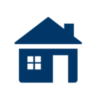 outline of a small house in blue
